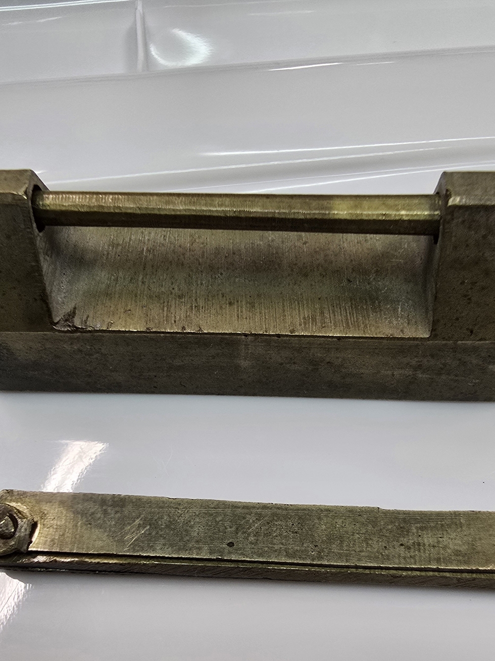 WWll Antique Chinese brass padlock and its sliding spring key